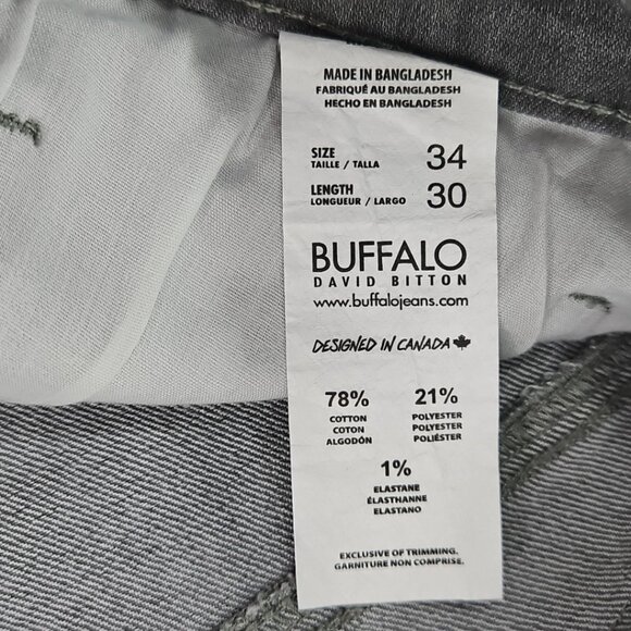 Buffalo David Bitton Straight Six Jeans Men's 34x30 Washed Gray NWT Stretch NEW - Picture 16 of 16